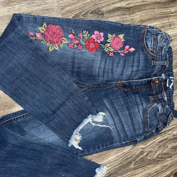 Embroidered Floral Denim Jeans size 10 - Picture 2 of 4